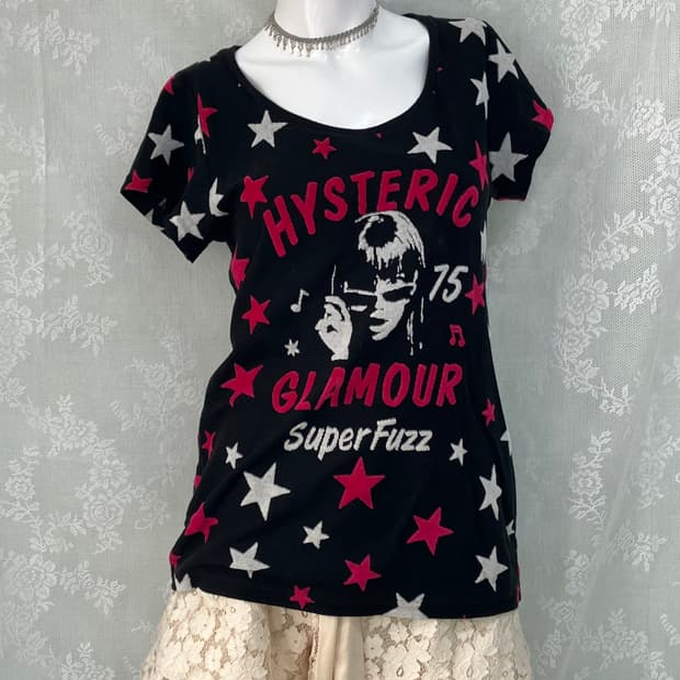 히스테릭 글래머 블랙 스타 반팔 1053 y2k 스트릿 갸루 펑키 일본빈