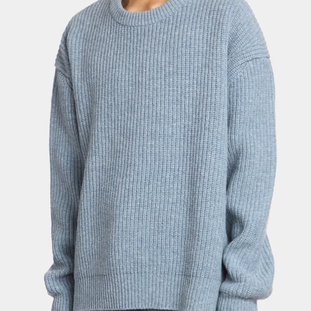 (착샷) 언어펙티드 오버사이즈 크루넥 니트