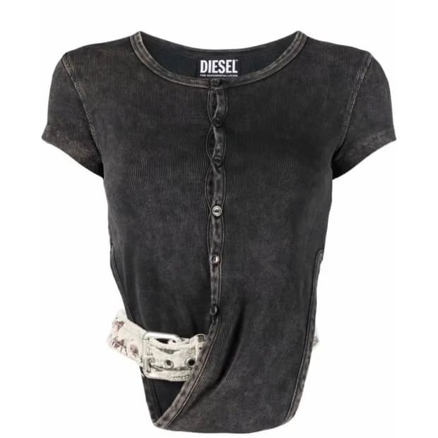 DIESEL 디젤 블랙 워싱 반팔티 + 벨트