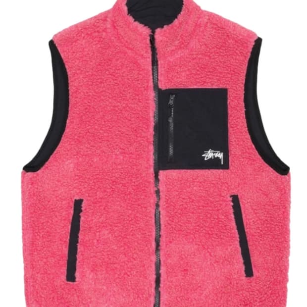 스투시 쉐르파 리버시블 베스트 핑크 L