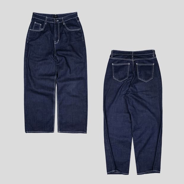 빈티지 진청 스티치 와이드핏 데님팬츠 SIZE 30