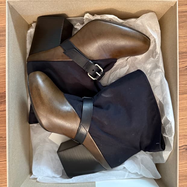 르메르 캔버스 가죽 앵클 부츠 38