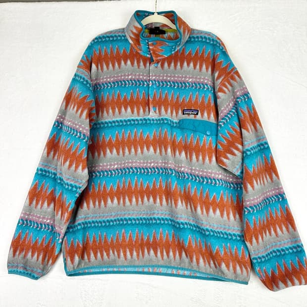 13FW 파타고니아 신칠라 스냅-T 민트/오렌지 아즈텍 패턴