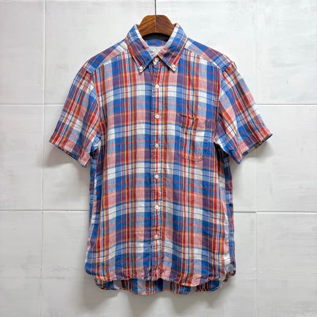 B:ming by BEAMS 빔즈 린넨 체크 셔츠 남방 M JPN