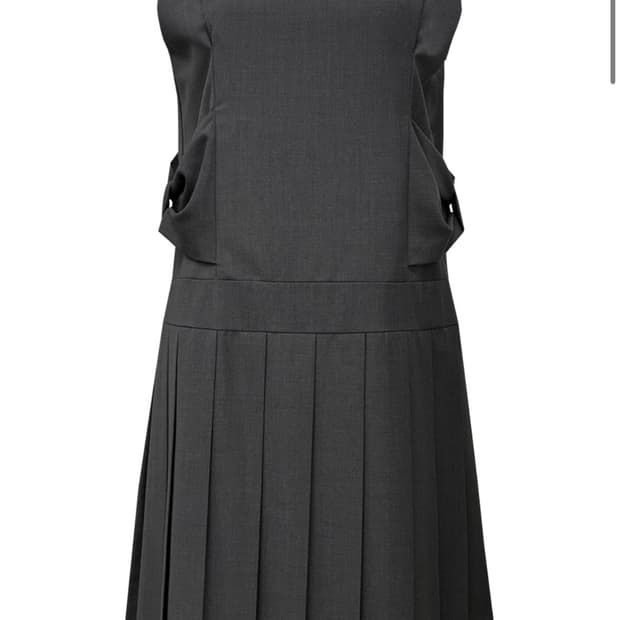 체메씨 리본 플리츠 원피스 차콜