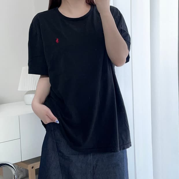 [정품] 폴로 블랙 / 레드포니 라운드 반팔티 [ XL ]