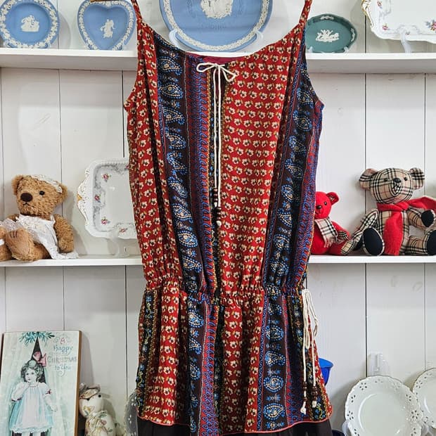 패턴 에스닉 보헤미안 원피스