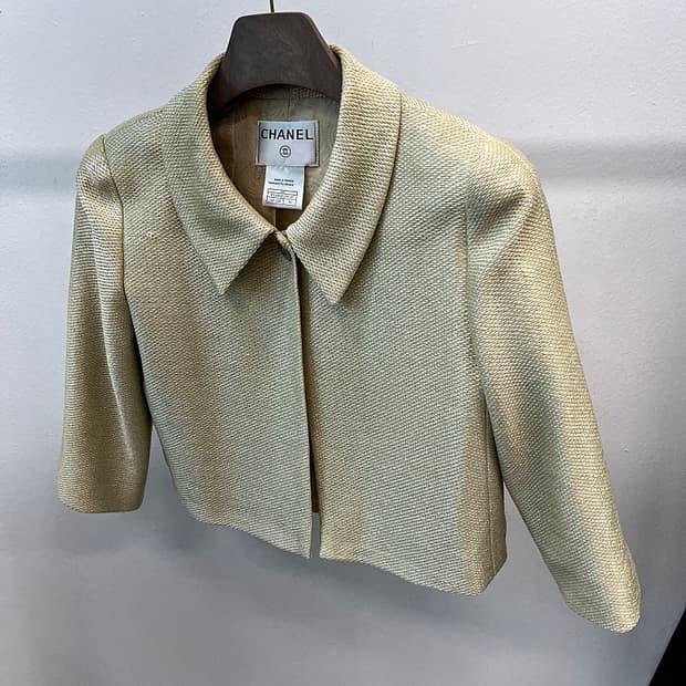 여) 샤넬 빈티지 크루즈 골드 크롭자켓 