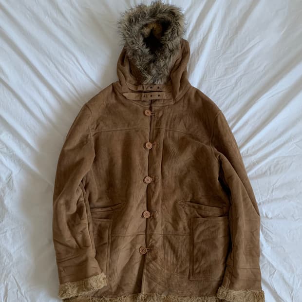 카멜 스웨이드 야상