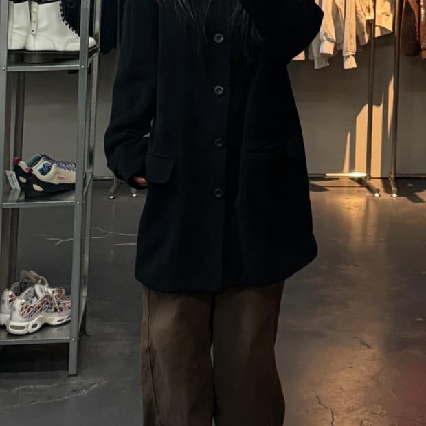 Oleg Cassini 래글런 블랙 코트 A3411