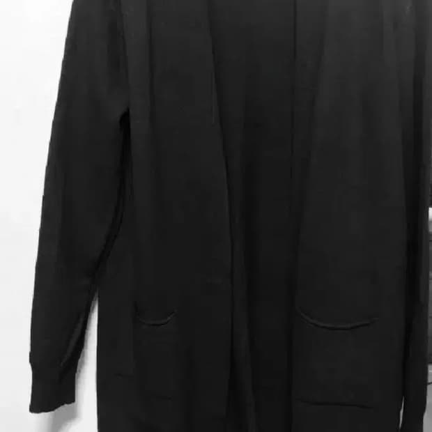 블랙 뒤트임 니트 롱 가디건 F