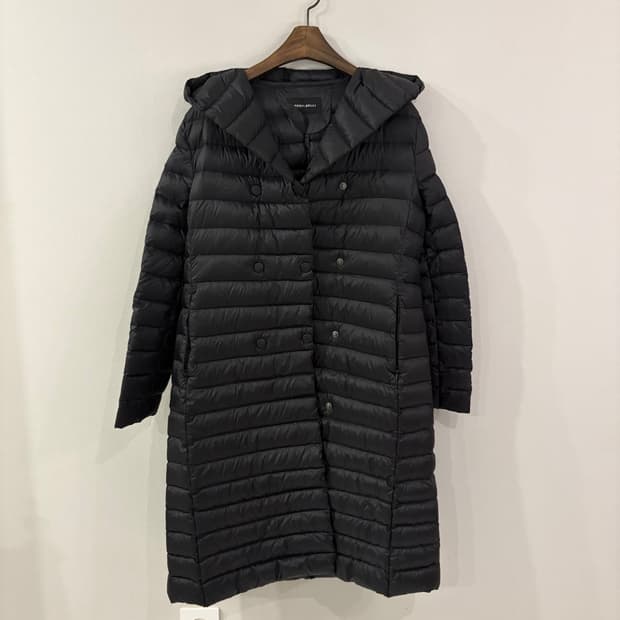 베스띠벨리 블랙 후드 롱 패딩 코트 55