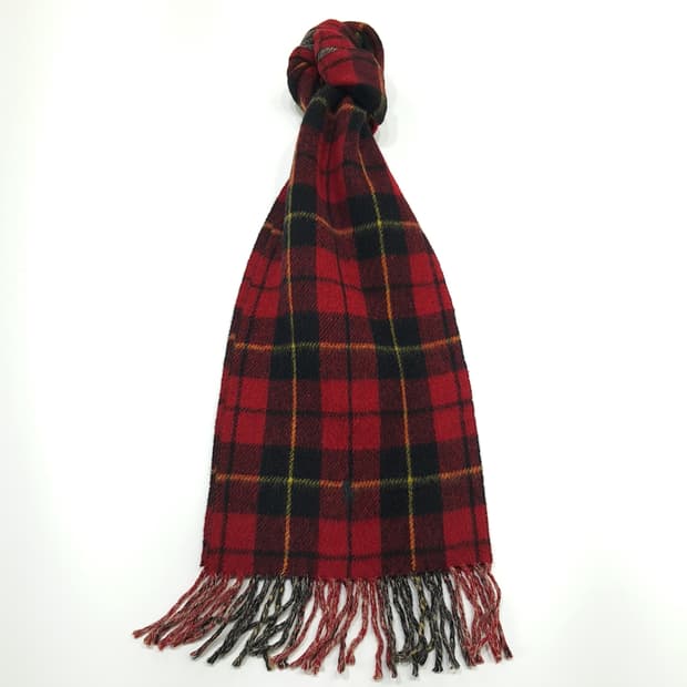 MX325 폴로 랄프로렌 레드 타탄체크 헤링본 양면 램스울 목도리 머플러