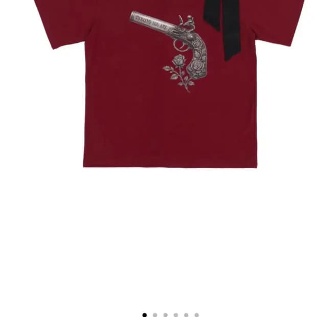 달링유어베드) RIBBON ROSE PISTOL TEE , 와인색