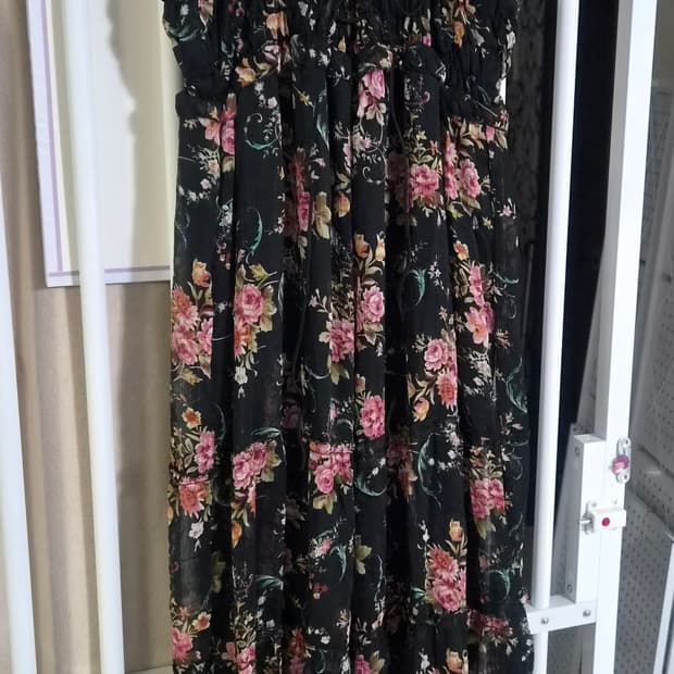 블랙 플로럴 맥시 원피스