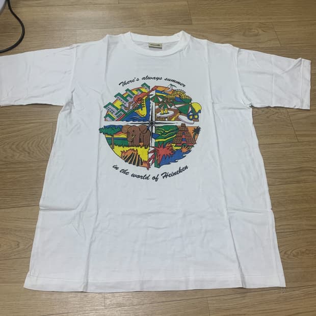 L]90s 하이네켄(Heineken) 오리지널 싱글스티치 아트워크 반팔티