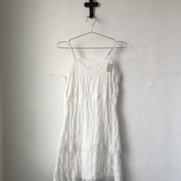 Lace trimming shirring onepiece