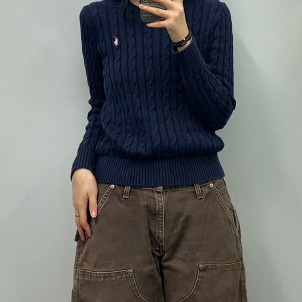 폴로 랄프로렌 네이비 꽈배기 니트