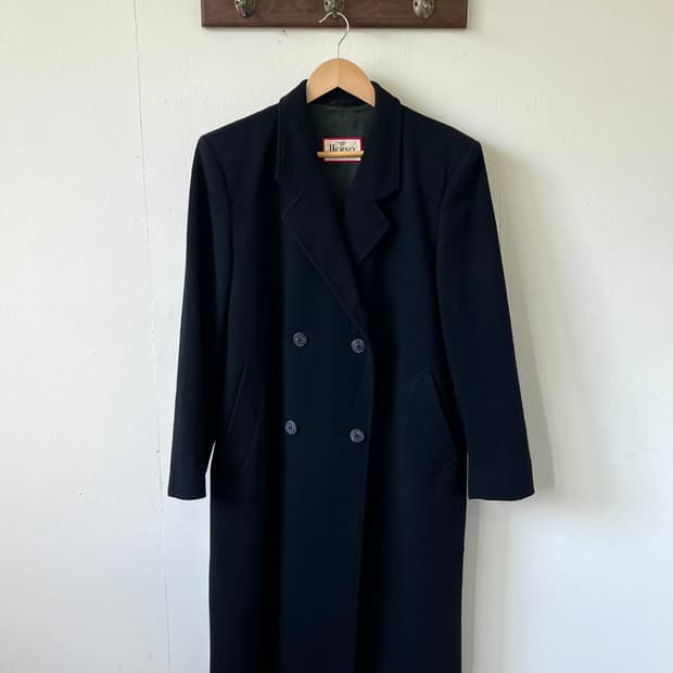 HERNO 울 & 캐시미어 블랙 더블 코트
