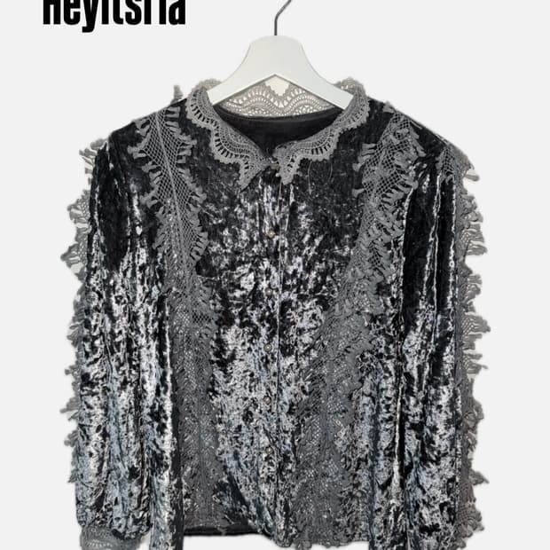 그레이 벨벳 펑크 갸루 무드 상의