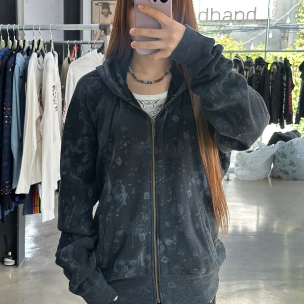 히스테릭글래머 스컬 풀프린팅 후드집업
