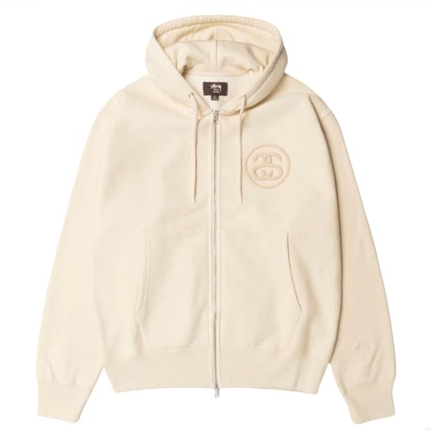 스투시 x 웨일즈 보너 플리스 집 후디 아이보리 L