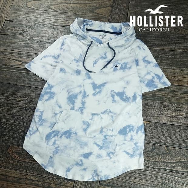 [홀리스터] 로고 패치 타이다이 나염 후드 반팔티 M20197