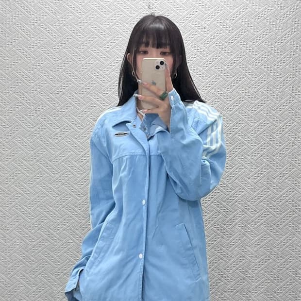 아디다스 캐주얼 키치 스카이블루 데님 코치 자켓 M C12740