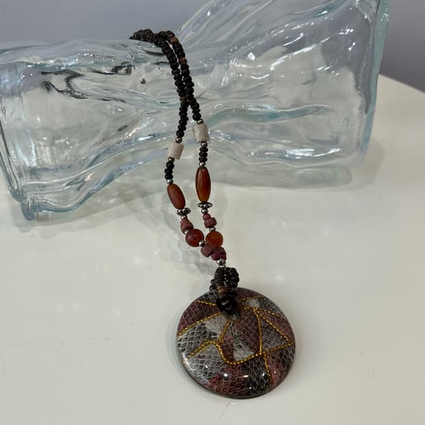 Vintage ethnic brown stone necklace