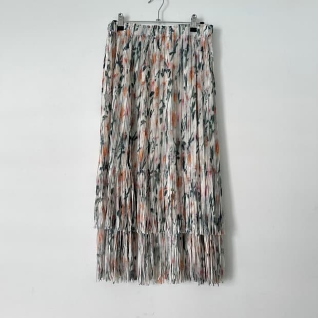 Brush pattern fringe art skirt 