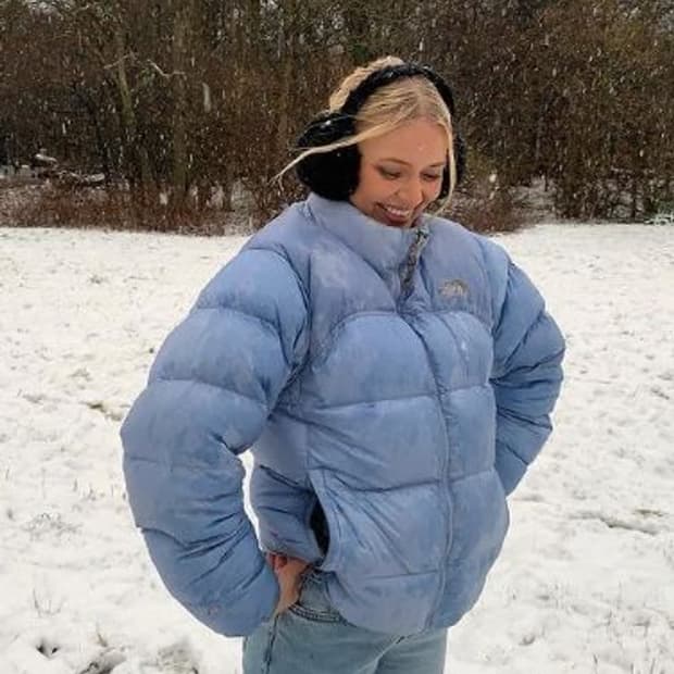 노스페이스 눕시 켄달제너 스카이블루