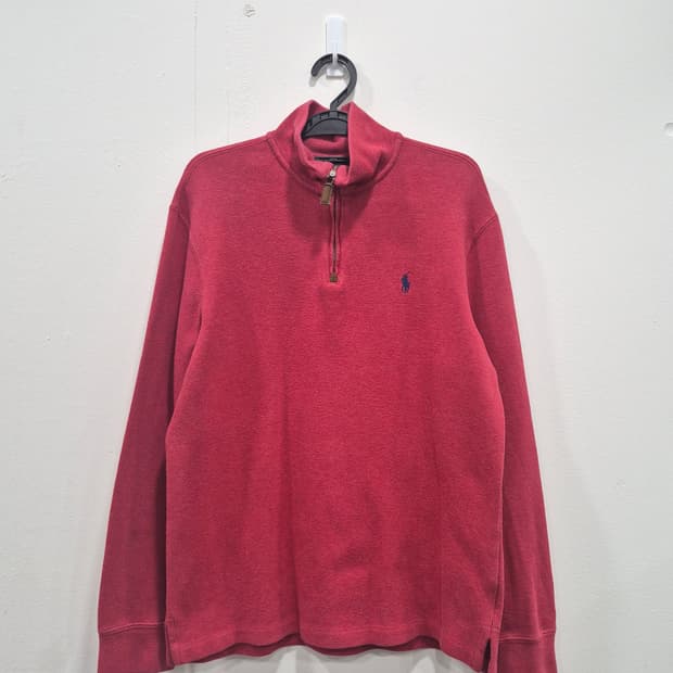 폴로랄프로렌 레드 하프 집업 코튼  맨투맨 남성 M사이즈