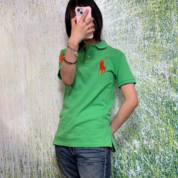 폴로 빅포니 치프키프 그린 카라 반팔 티셔츠 S