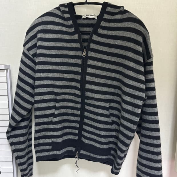 스트라이트 포켓 투웨이 니트 집업