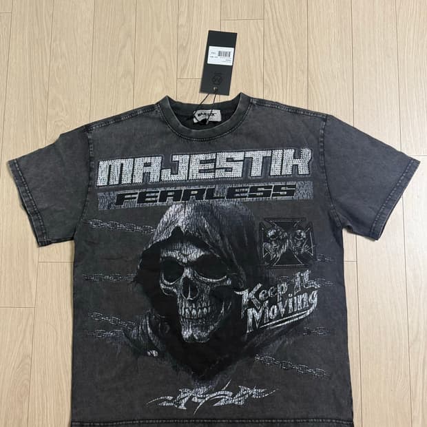 Majestik 스컬 프린팅 티셔츠 블랙 S 새상품
