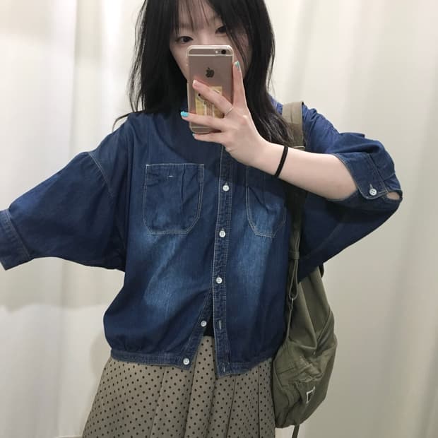 wide denim shirt