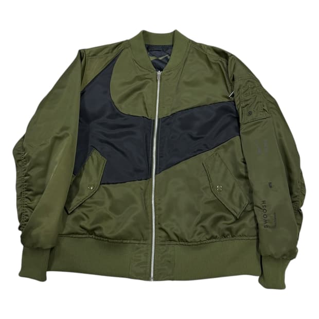 나이키 NSW 스우시 써마핏 봄버 리버서블 양면 자켓 러프 그린 블랙