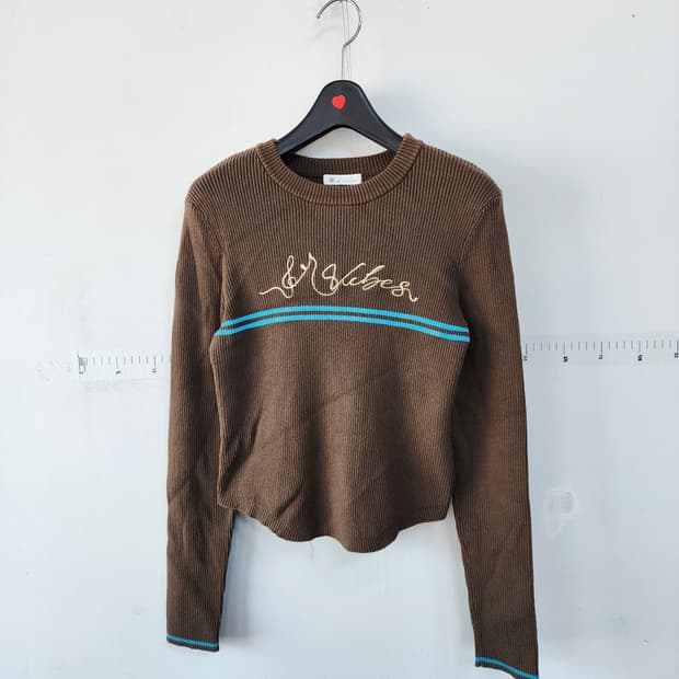 잇미샤 브라운 골지 긴팔티