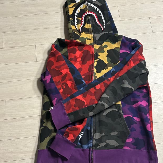 베이프 샤크후드집업 크레이지 믹스 XL