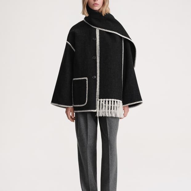 토템 스카프 코트 그레이 멜란지 새상품