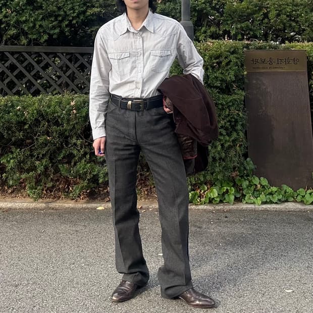 랭글러 Wrangler 울 블렌드 세미 부츠컷 트라우저 