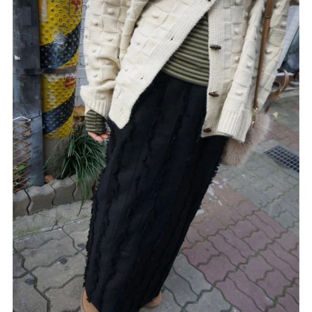 김아홉 프린지 롱 스커트
