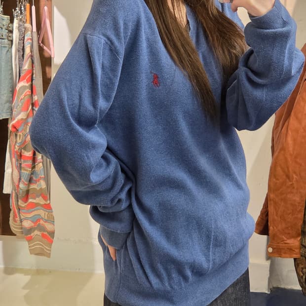 PRL 폴로 랄프로렌 피마코튼 브이넥 니트