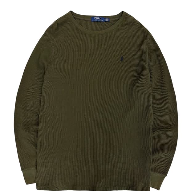  폴로 와플 롱슬리브 카키  (XL) 