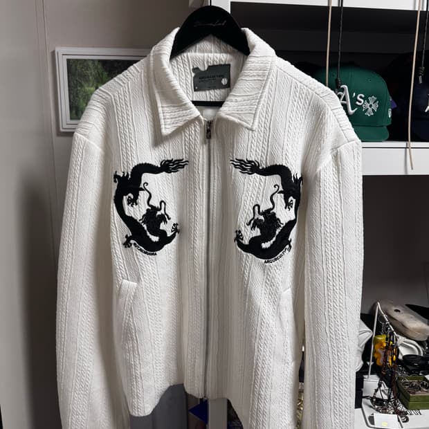 argueculture 니트 집업 자켓 화이트