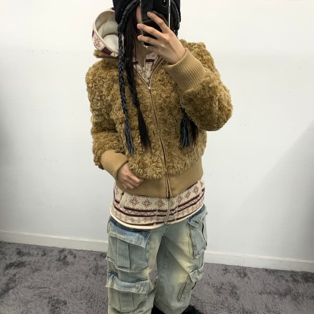 테디 퍼 크롭 자켓