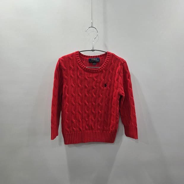 폴로랄프로렌 키즈 코튼 케이블 니트 레드 3T