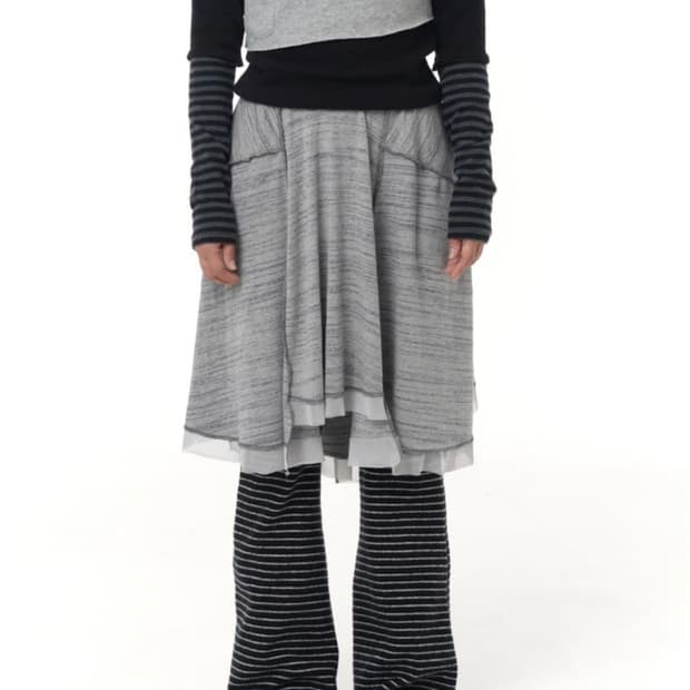 새제품 Cozy flare skirt_dusty grey