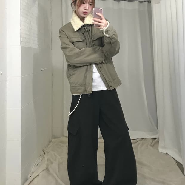 디젤 카라 퍼 밀리터리 봄버 자켓