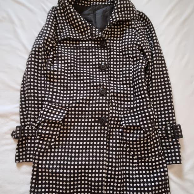 빈티지 모리걸 하구미 갸루 브라운 도트 코트